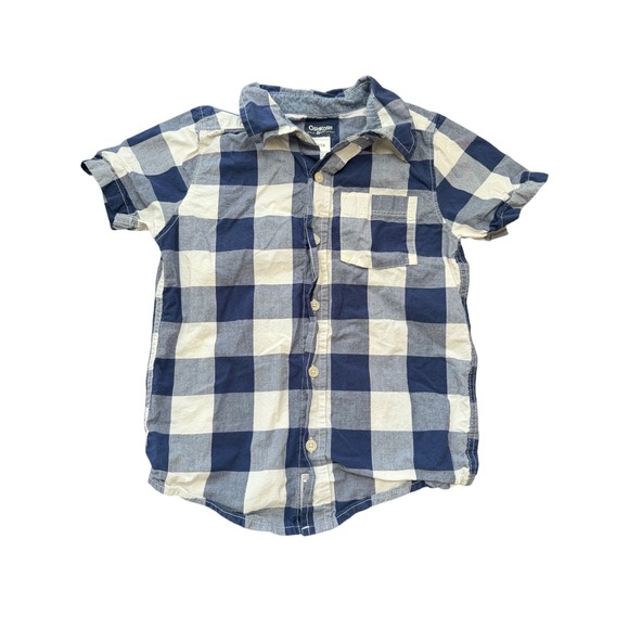 OshKosh B'gosh Other - OshKosh B'gosh Boys Navy Blue White Buffalo Check‎ Plaid Button Down Shirt 7/7A
